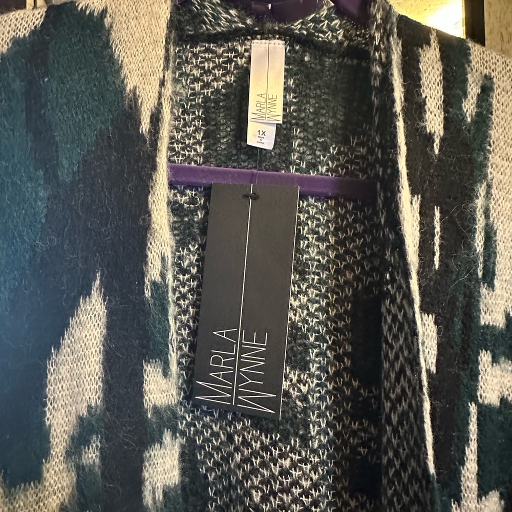 MarlaWynne Green and Black Cardigan Sweater